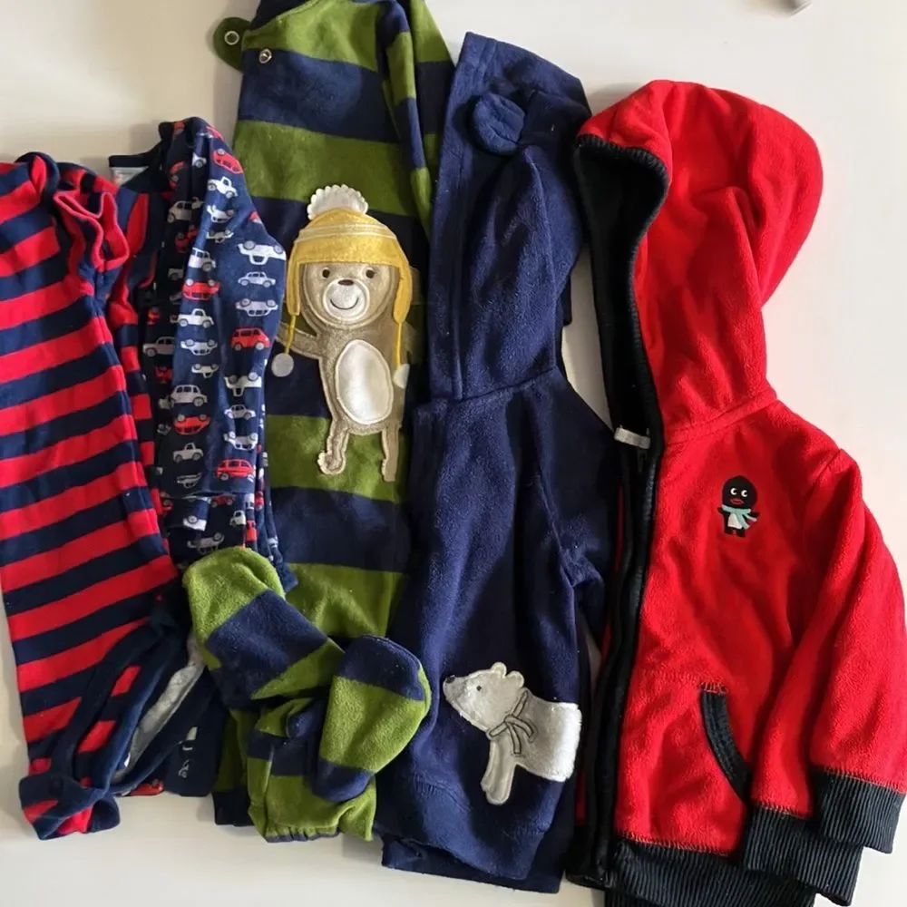 Fleece bundle 3/6 mo long sleeve stripped navy blue